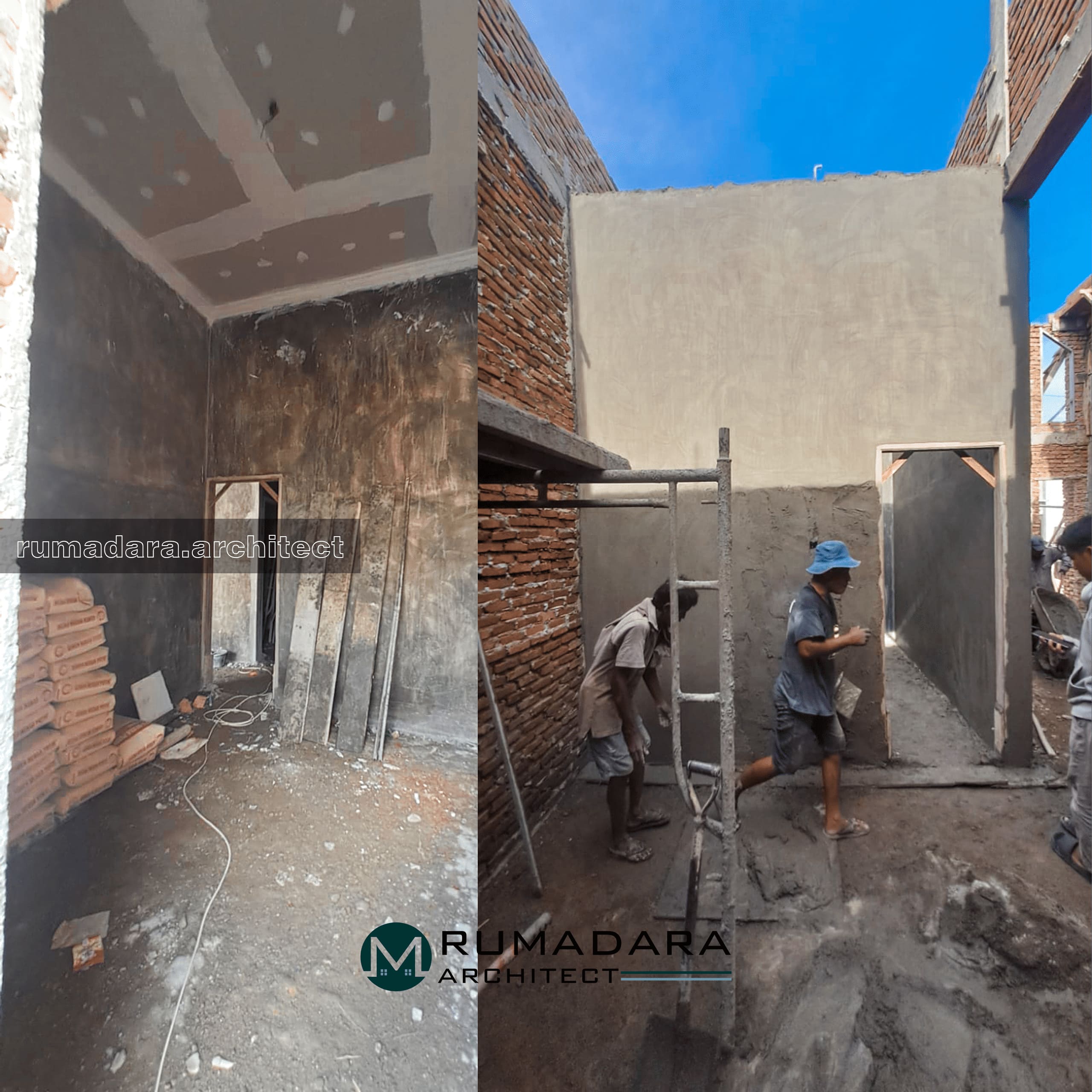 Pengerjaan susunan batu bata